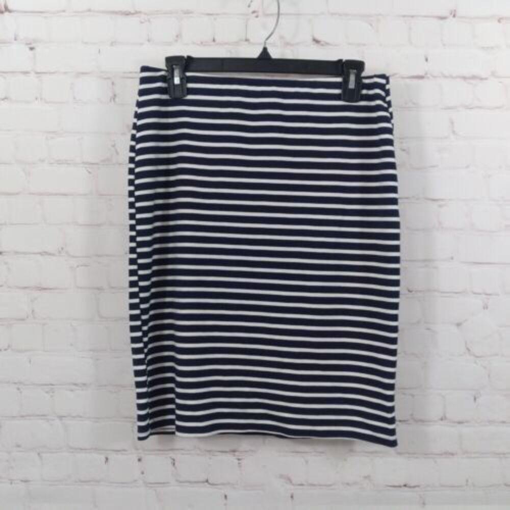Ann Taylor Skirt Womens Small Blue White Striped Pull On Casual Preppy Nautical